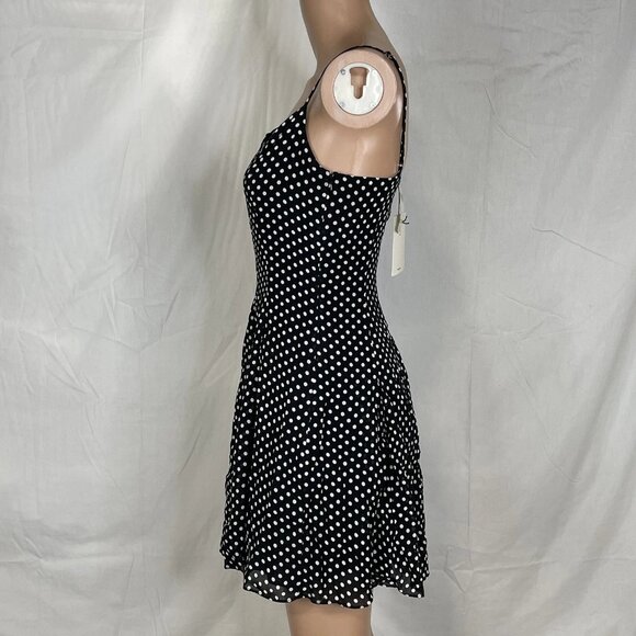 NEW REFORMATION Women’s Annelise Mini Dress in Black Polka Dot Size 6 - Picture 4 of 9